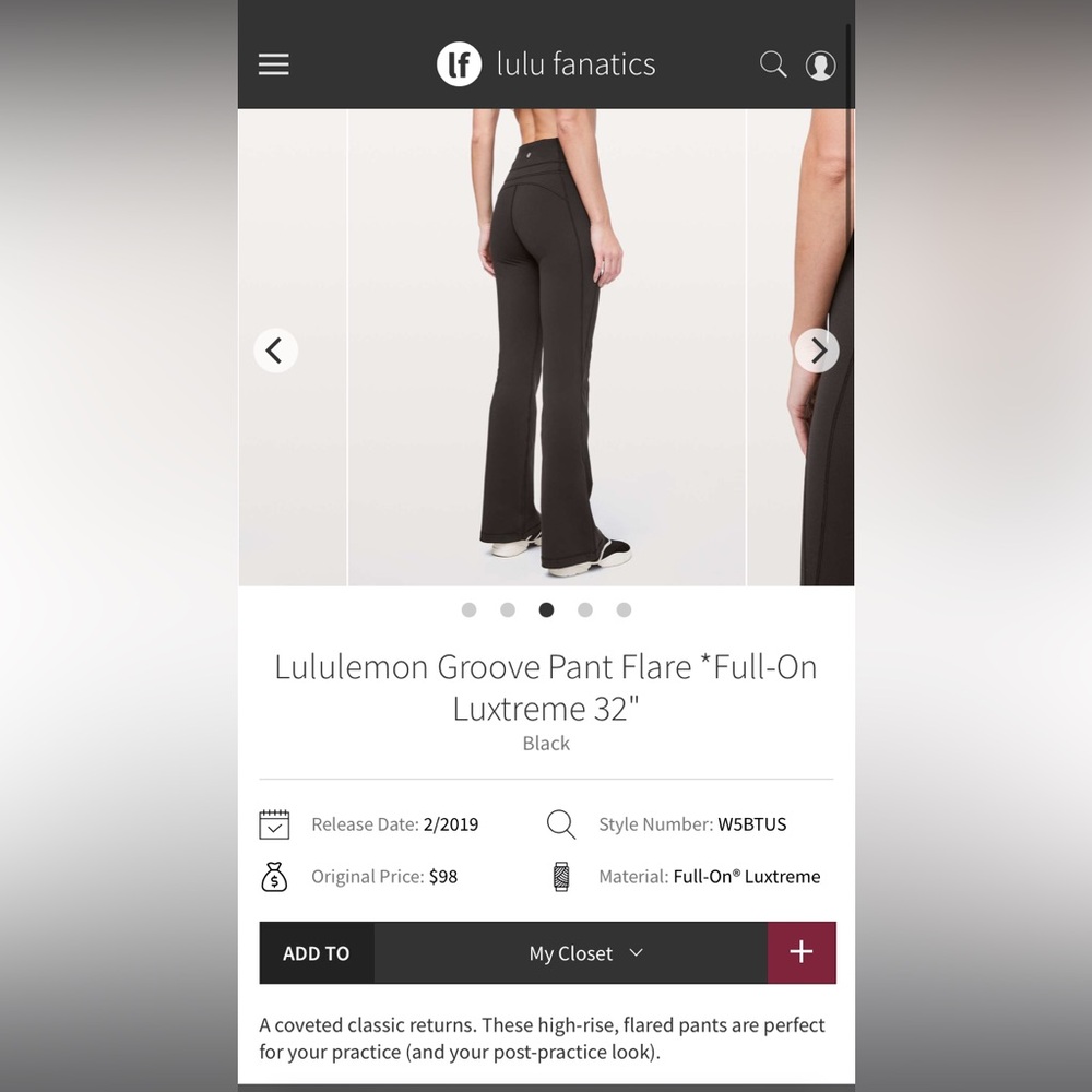 🏝️FLASH SALE - TODAY ONLY 
Lululemon Groove Pant Flare *Full-On Luxtreme 32" - Picture 10 of 10